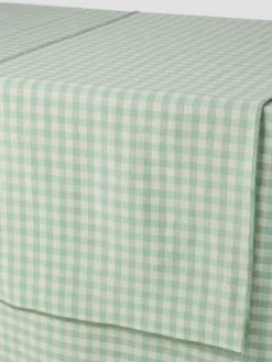 Sage Green Gingham Linen Blend Table Runner