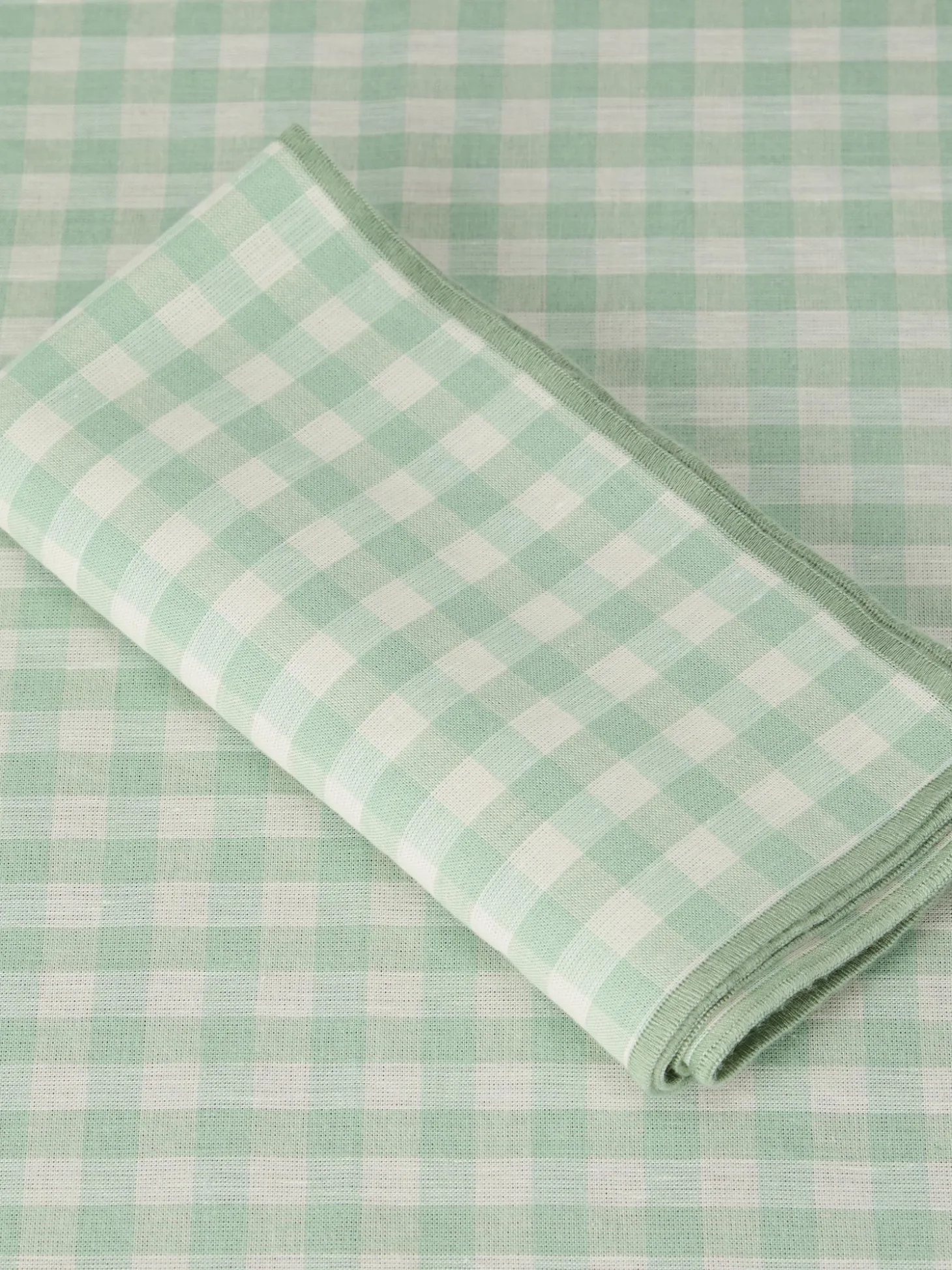 Sage Green Gingham Linen Blend Napkins Set of 4