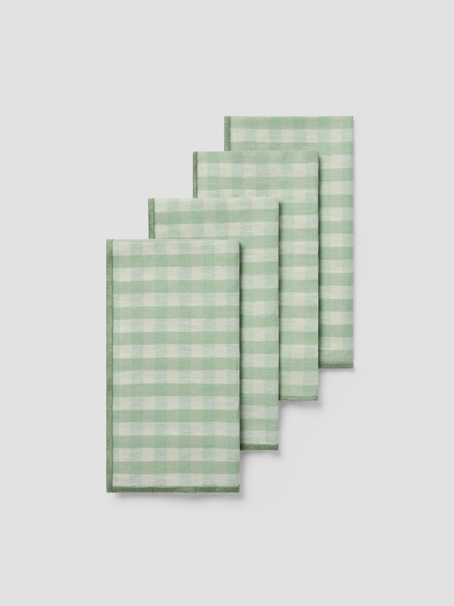 Sage Green Gingham Linen Blend Napkins Set of 4