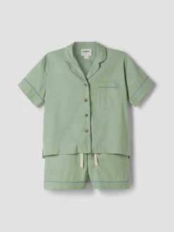 Sage Green Linen Blend Pajama Short Set
