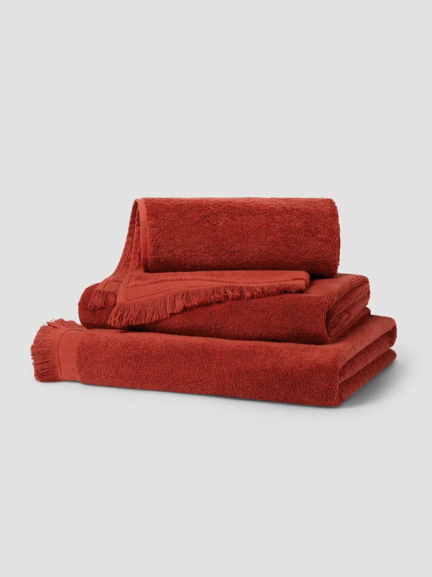 Sandstone Red Fringe Edge Cotton Towels