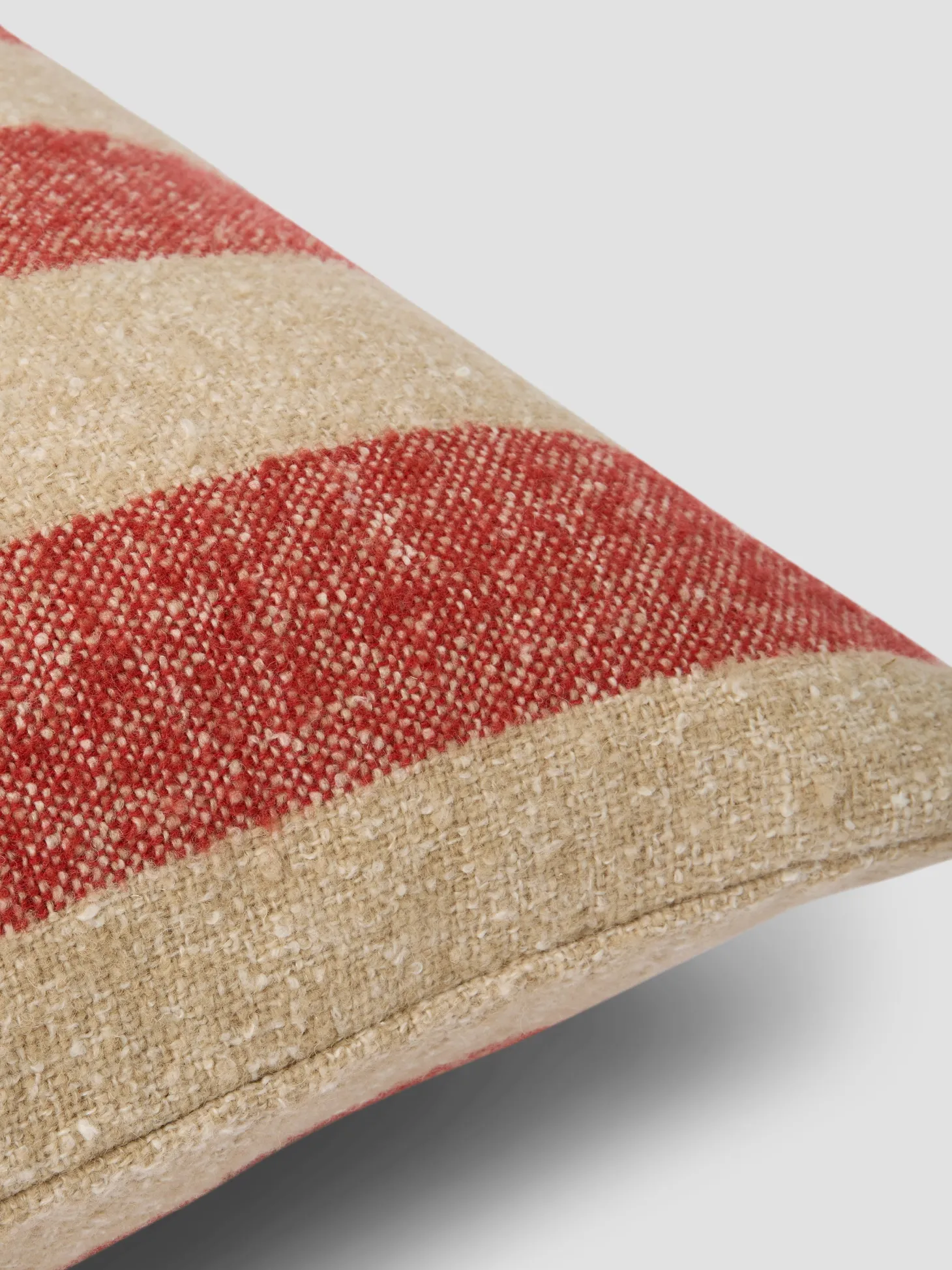 Sandstone Red & Oatmeal Wide Stripe Wool Square Cushion Cover