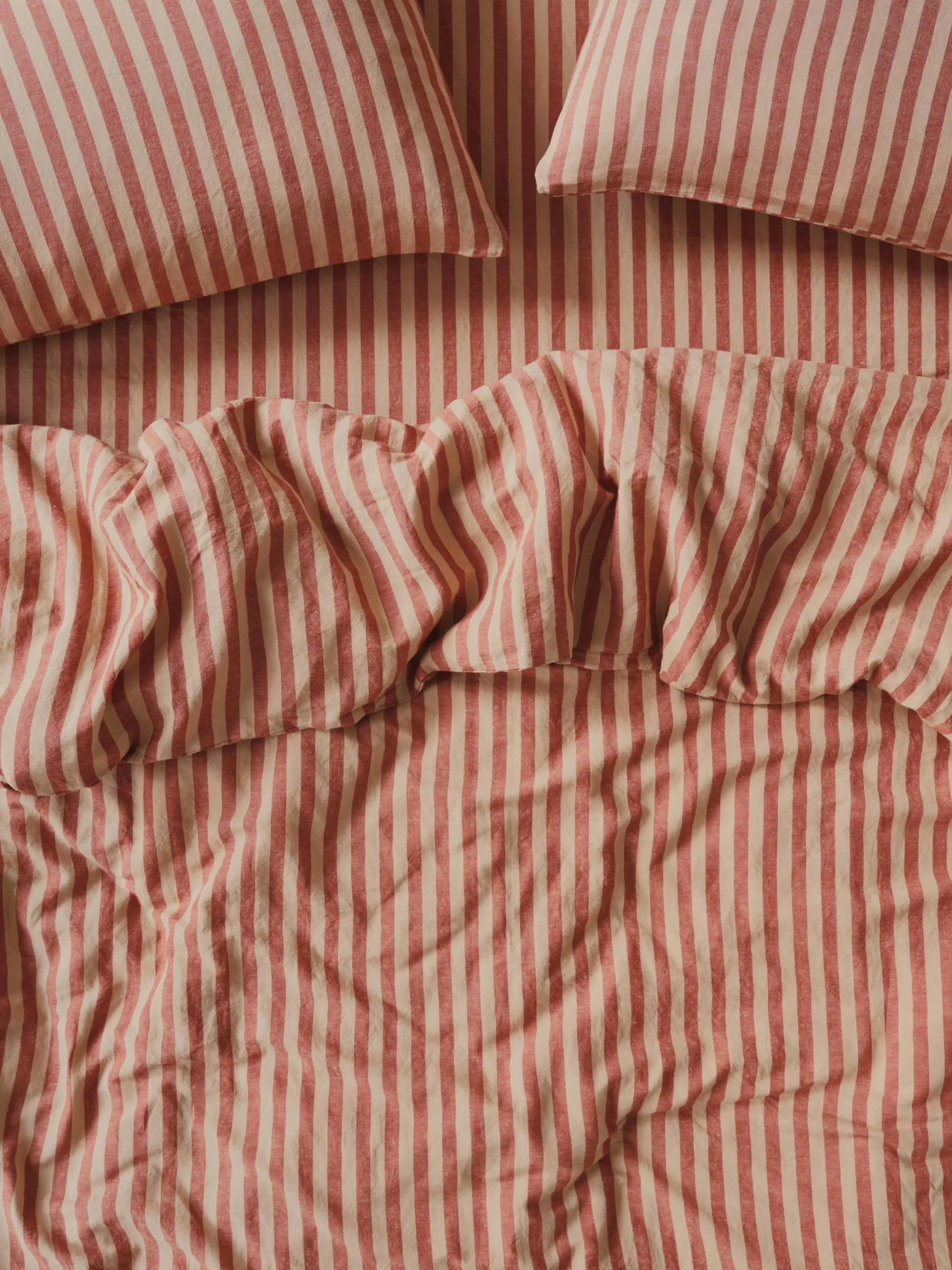 Sandstone Red Pembroke Stripe 100% Linen Duvet Cover