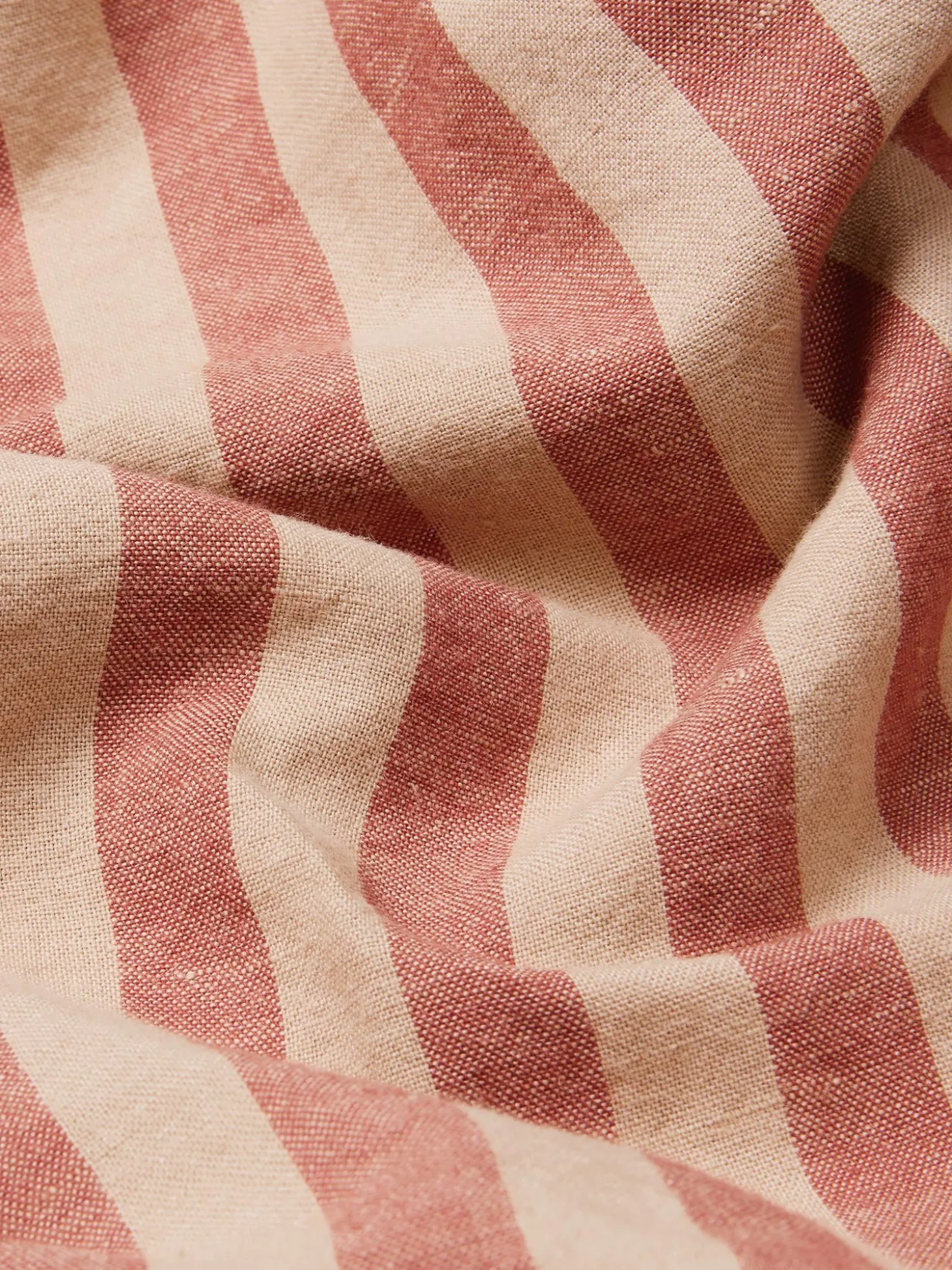 Sandstone Red Pembroke Stripe 100% Linen Duvet Cover