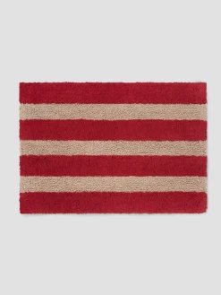 Sandstone Red Pembroke Stripe Cotton Bath Mat