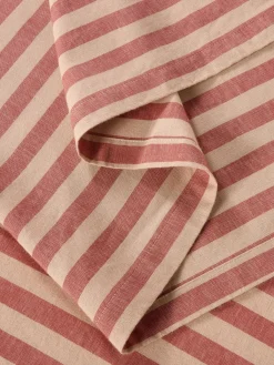 Sandstone Red Pembroke Stripe Linen Blend Table Runner