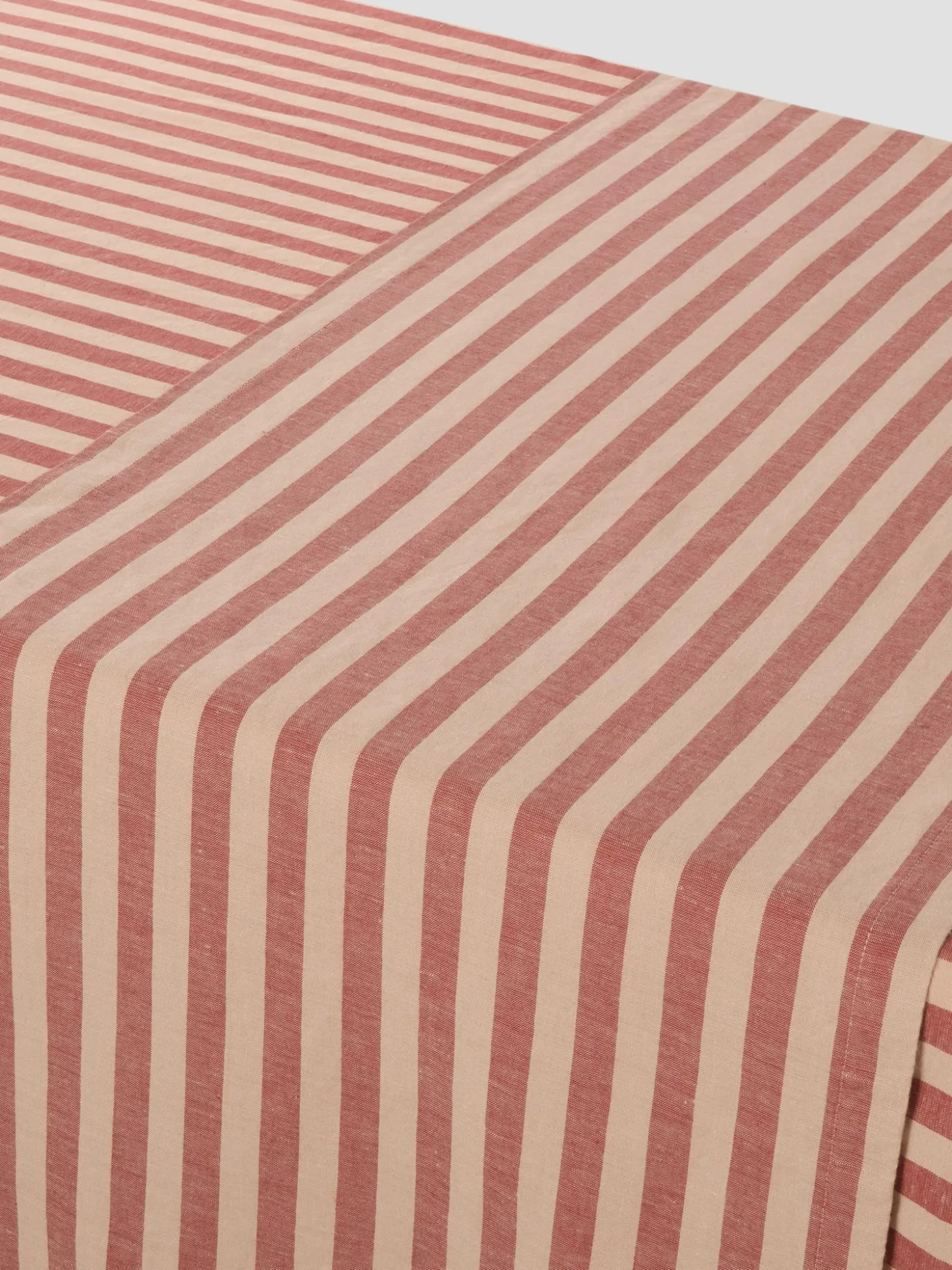 Sandstone Red Pembroke Stripe Linen Blend Table Runner