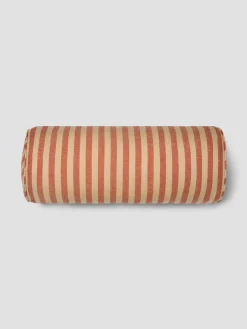 Sandstone Red Pembroke Stripe Linen Blend Bolster Filled Cushion