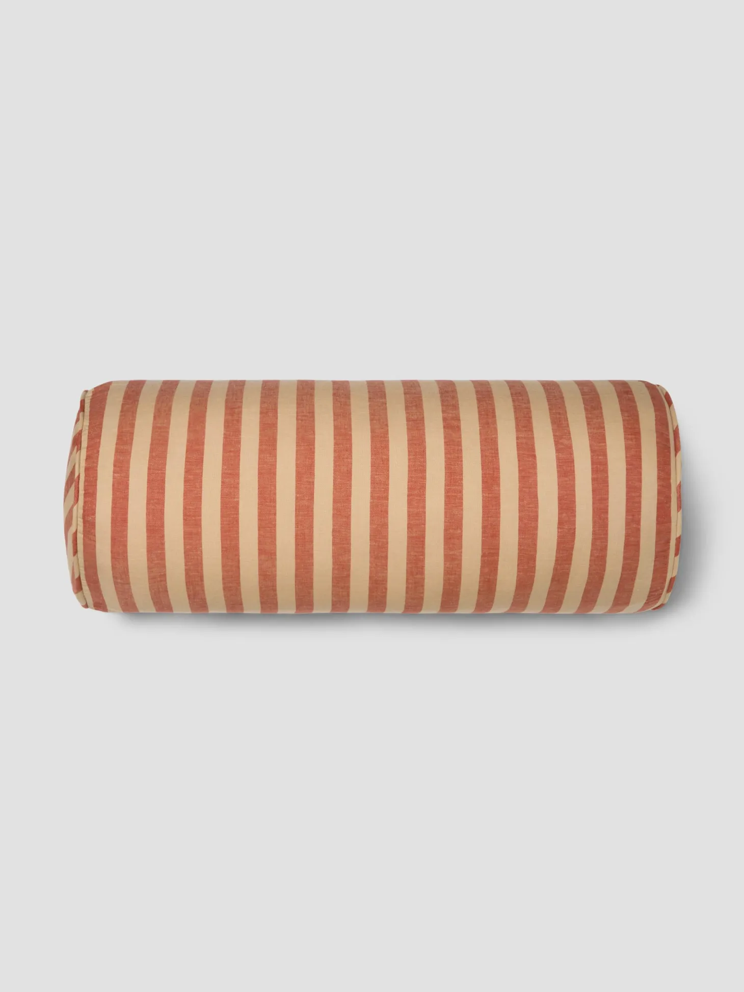 Sandstone Red Pembroke Stripe Linen Blend Bolster Filled Cushion
