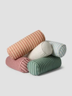 Sandstone Red Pembroke Stripe Linen Blend Bolster Filled Cushion
