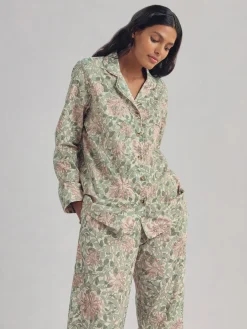 Soft Sage Honeysuckle Cotton Pajama Set