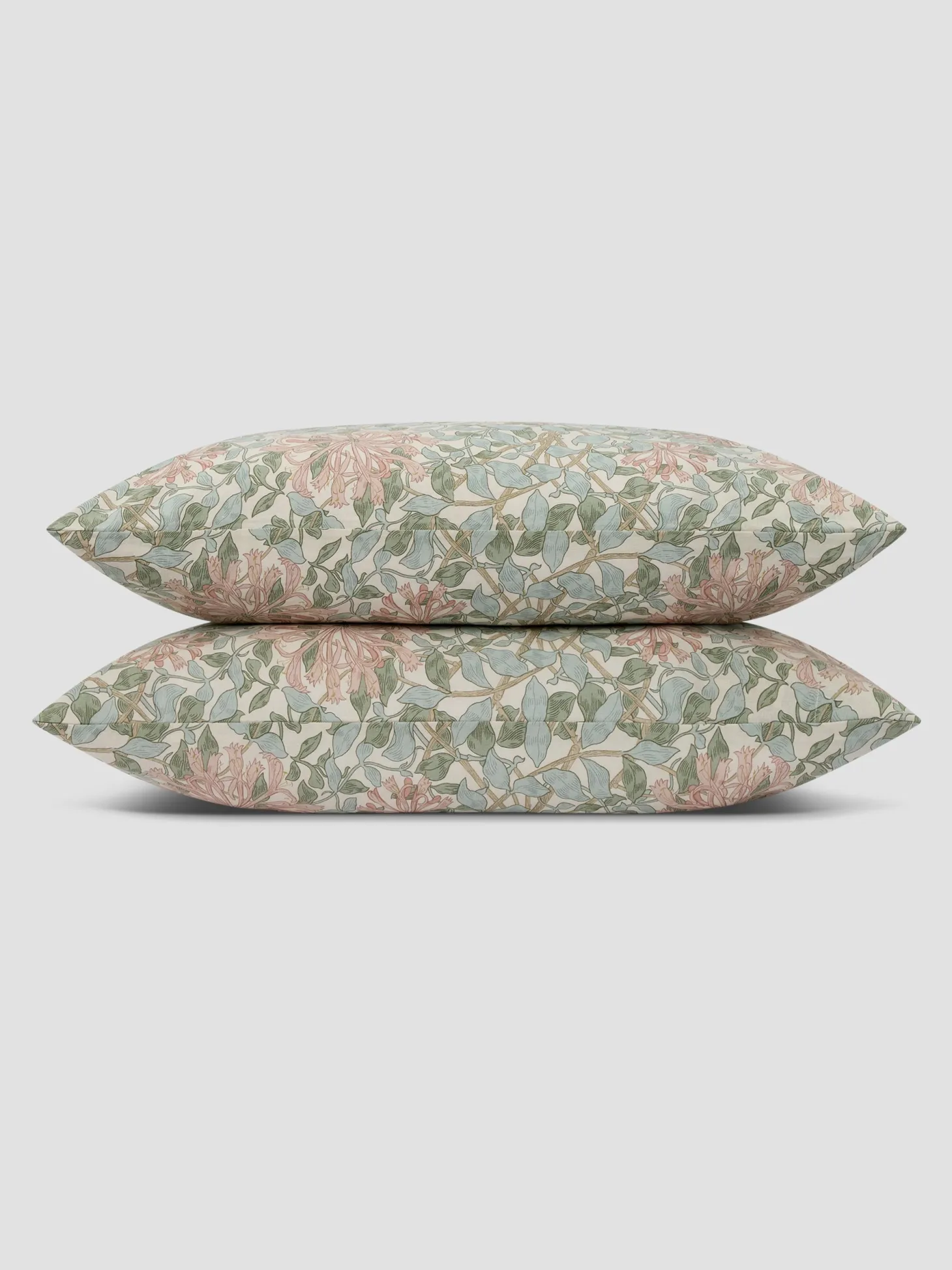 Soft Sage Honeysuckle Linen Blend Pillowcases (Pair)