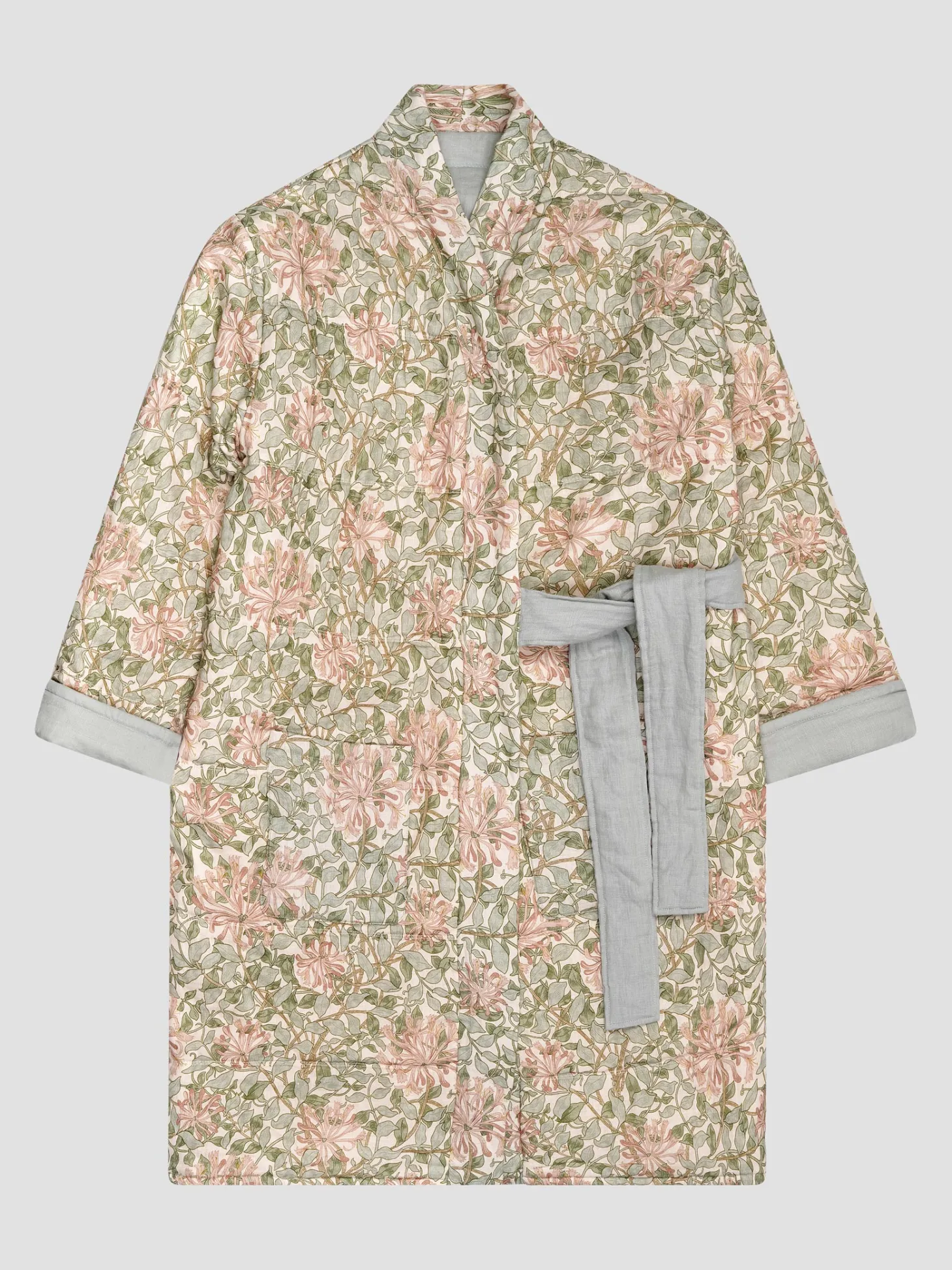 Soft Sage Honeysuckle Linen Housecoat