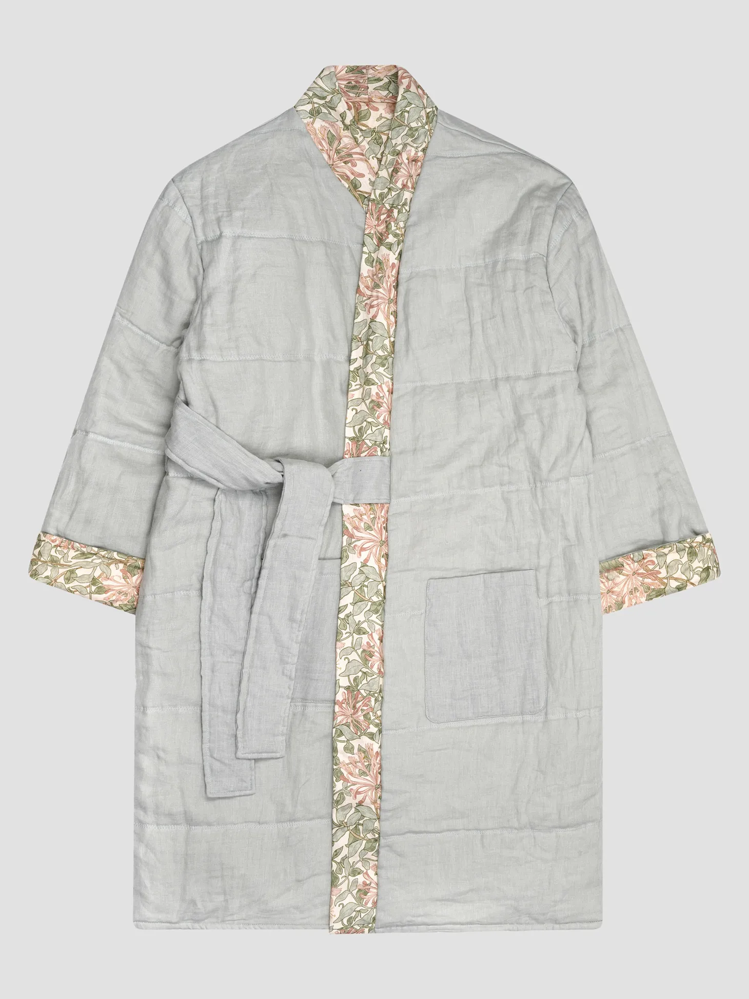 Soft Sage Honeysuckle Linen Housecoat