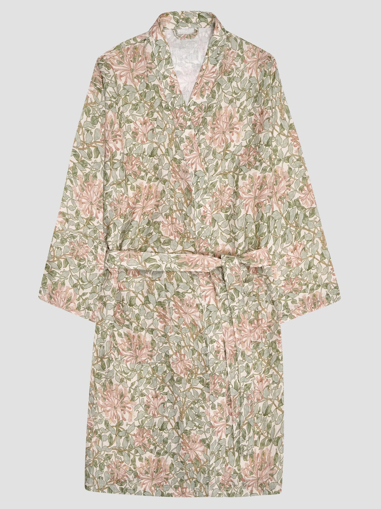 Soft Sage Honeysuckle Linen Robe