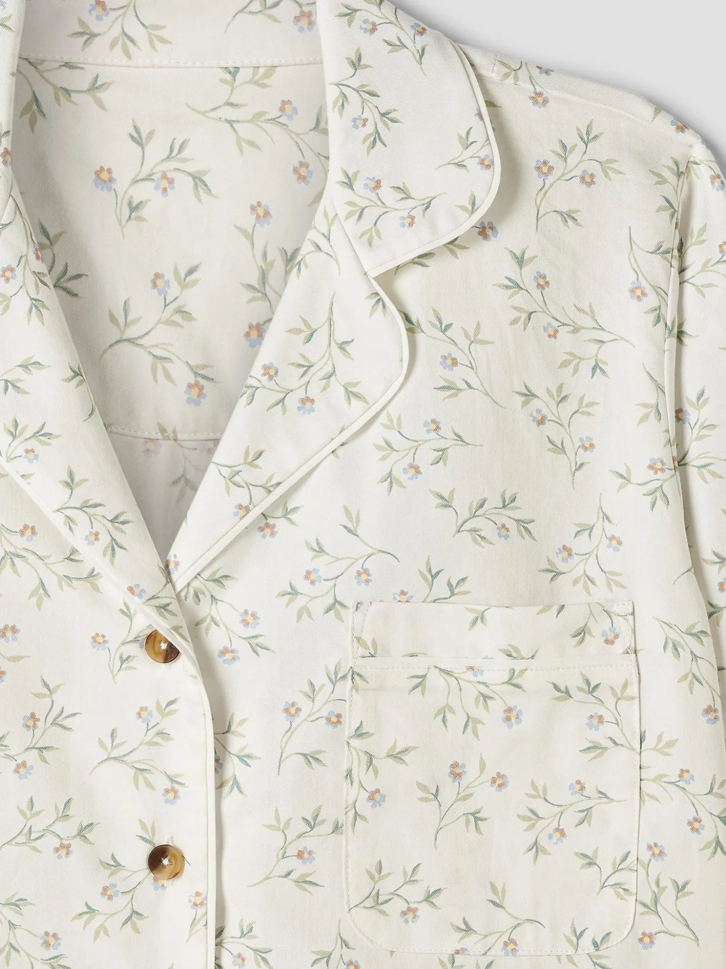 Spring Sprig Floral Cotton Cropped Pajama Set