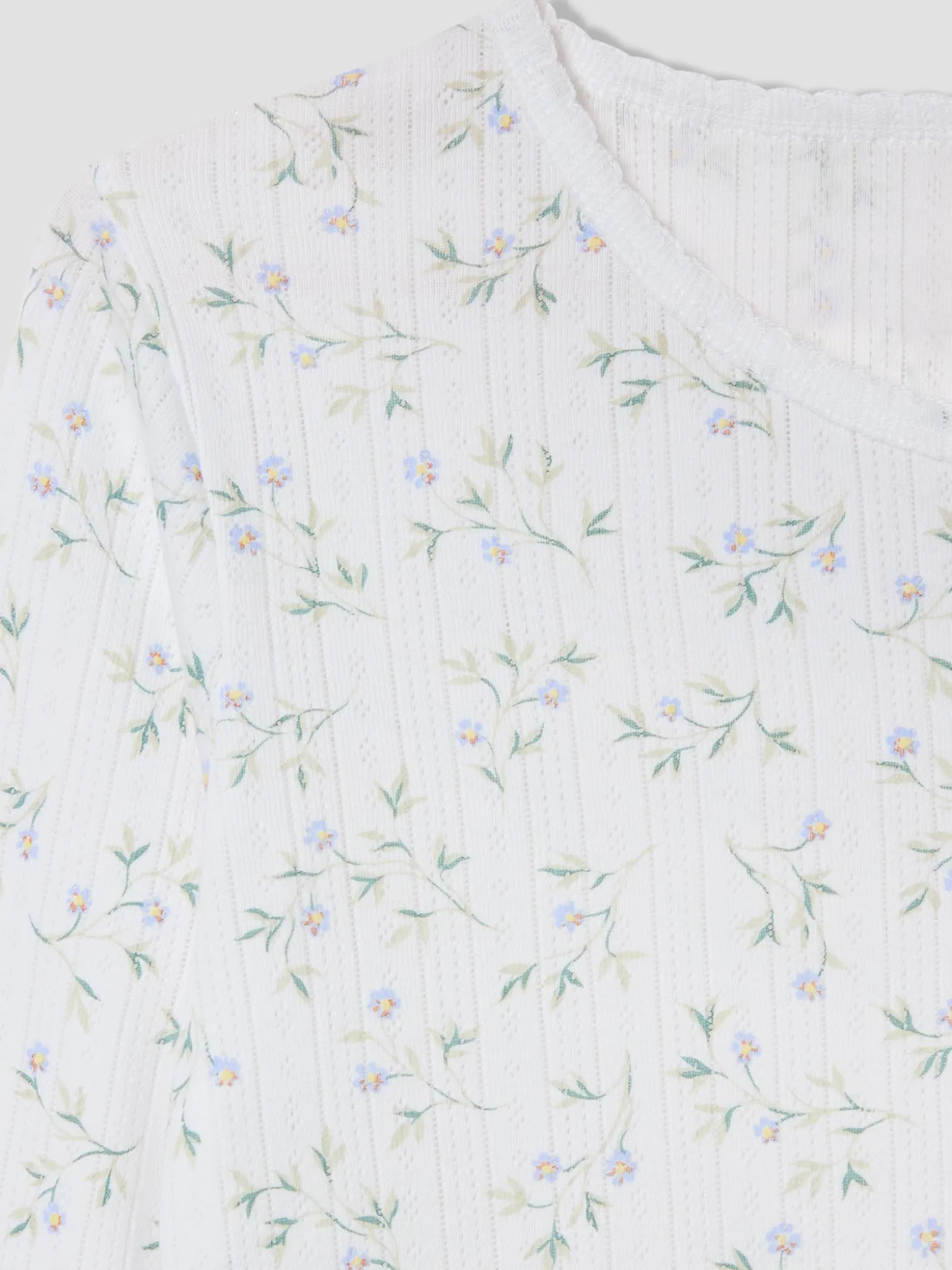 Spring Sprig Pointelle Long Sleeve Top
