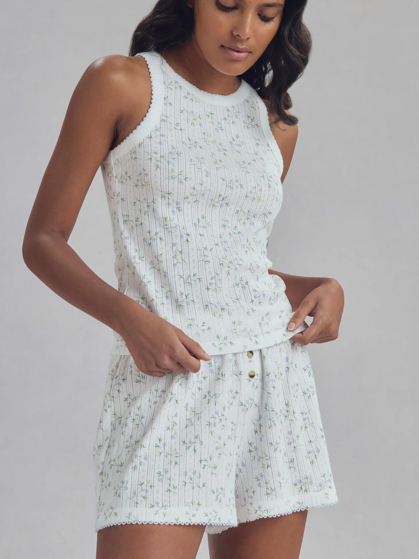 Spring Sprig Pointelle Vest