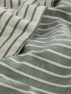 Spruce Green Textured Stripe Cotton Duvet Cover