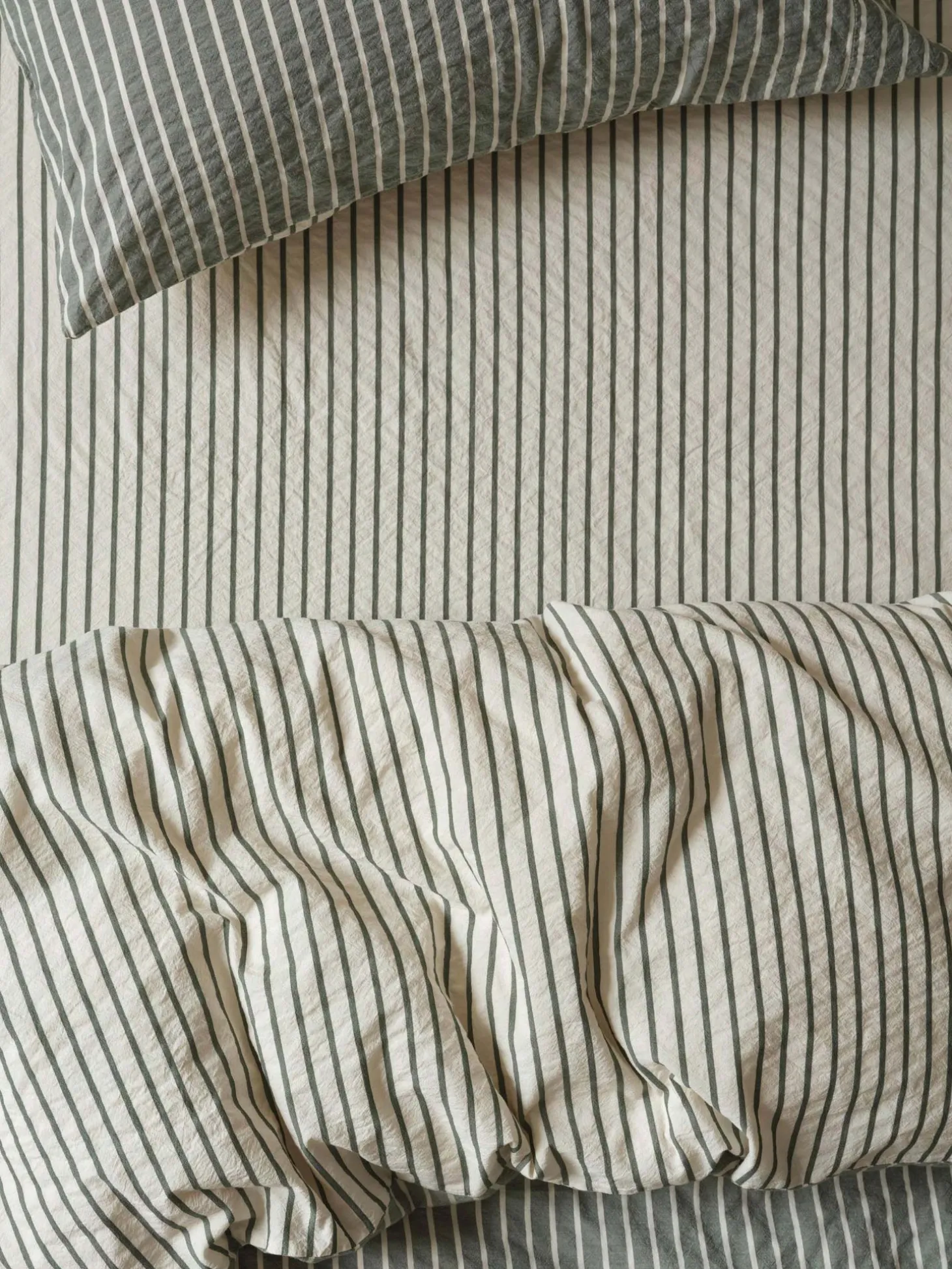 Spruce Green Texture Stripe Cotton Kids Fitted Sheet