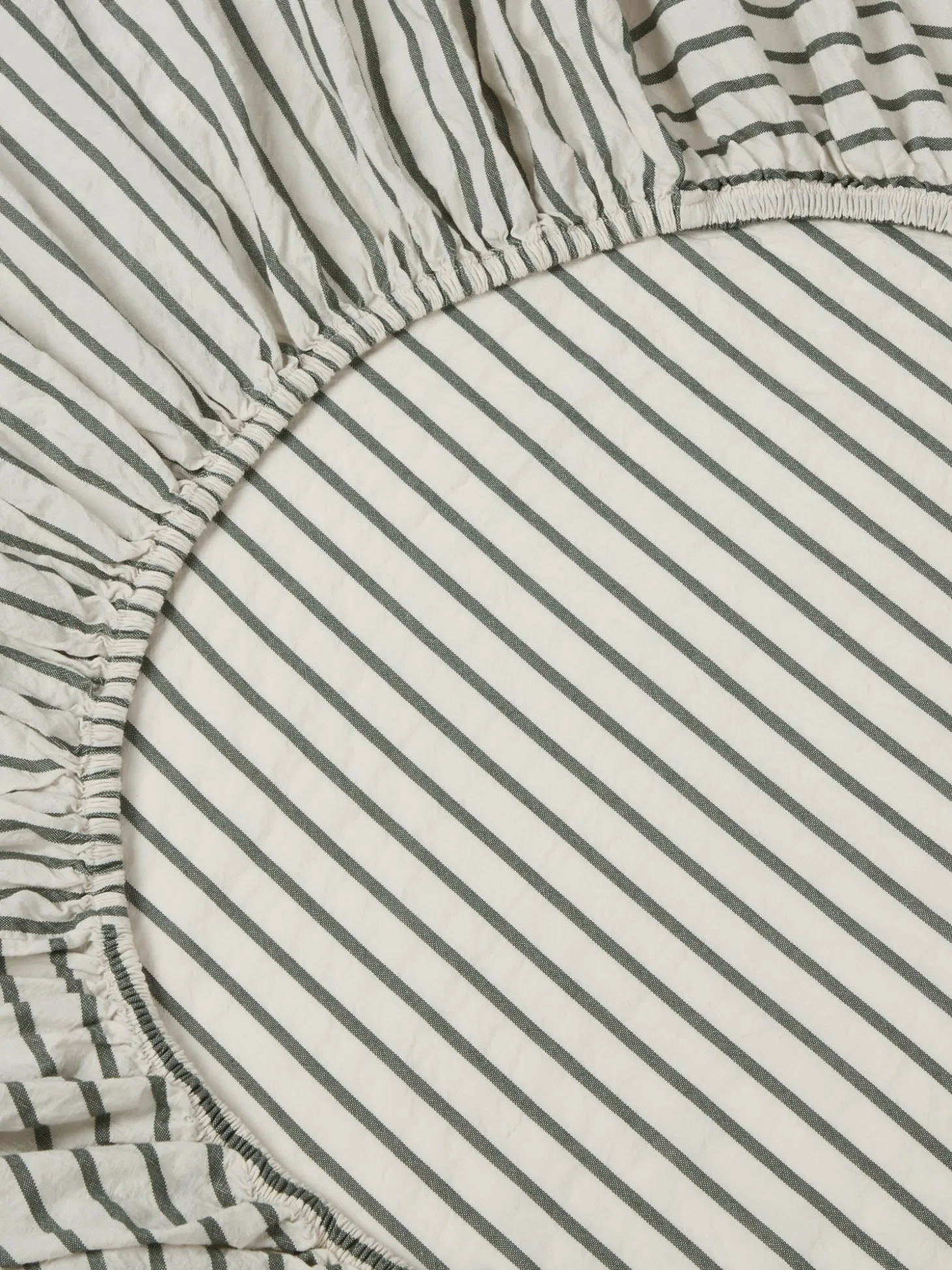 Spruce Green Texture Stripe Cotton Kids Fitted Sheet