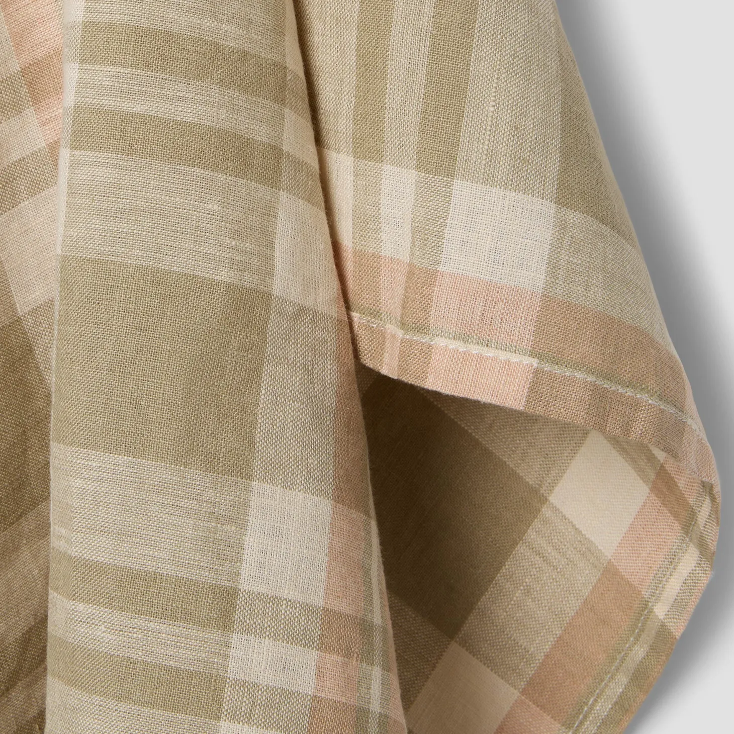 Taupe Plaid 100% Linen Tea Towel