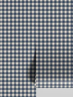 Titan Blue Gingham Wallpaper