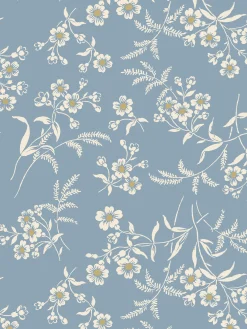 Warm Blue Camille Floral Wallpaper