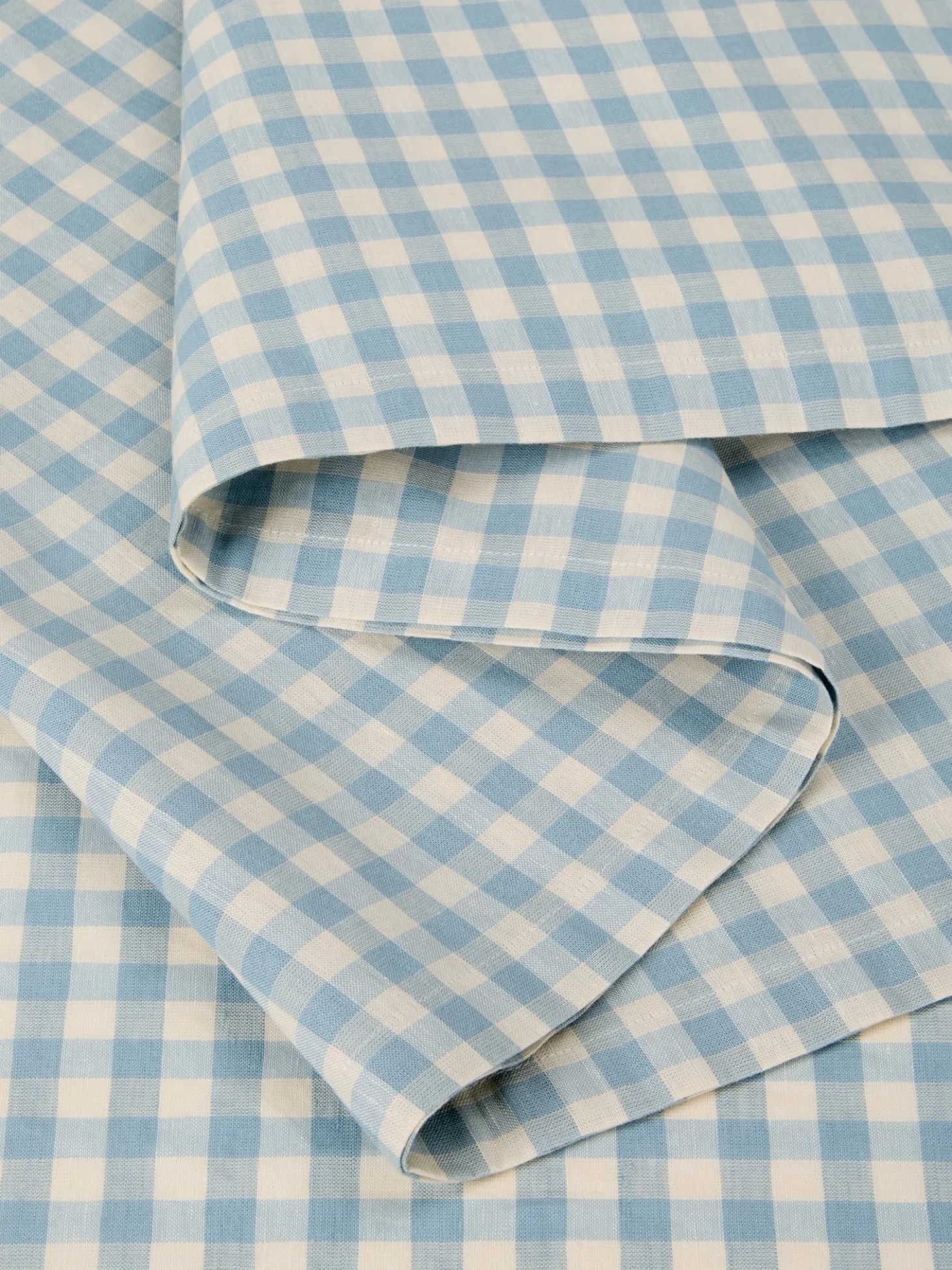 Warm Blue Gingham Gingham Linen Blend Table Runner