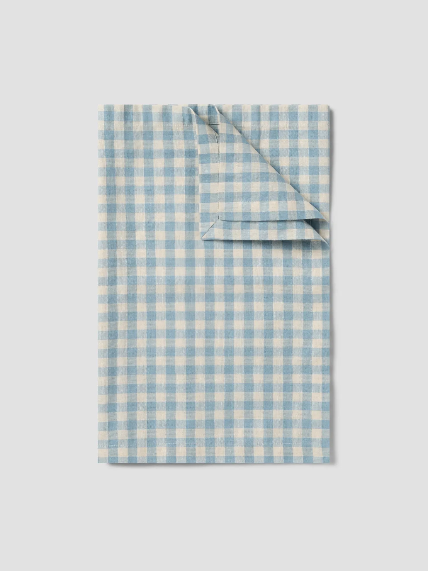 Warm Blue Gingham Gingham Linen Blend Table Runner