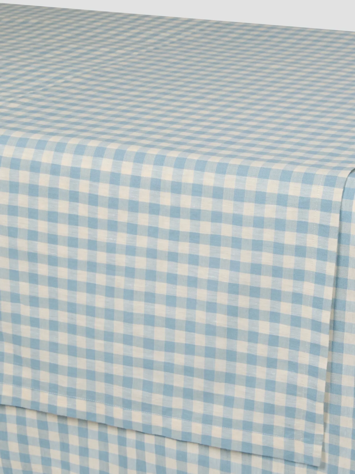 Warm Blue Gingham Gingham Linen Blend Table Runner