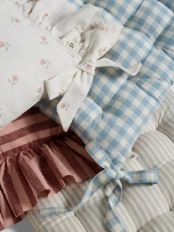 Warm Blue Gingham Linen Blend Seat Pad