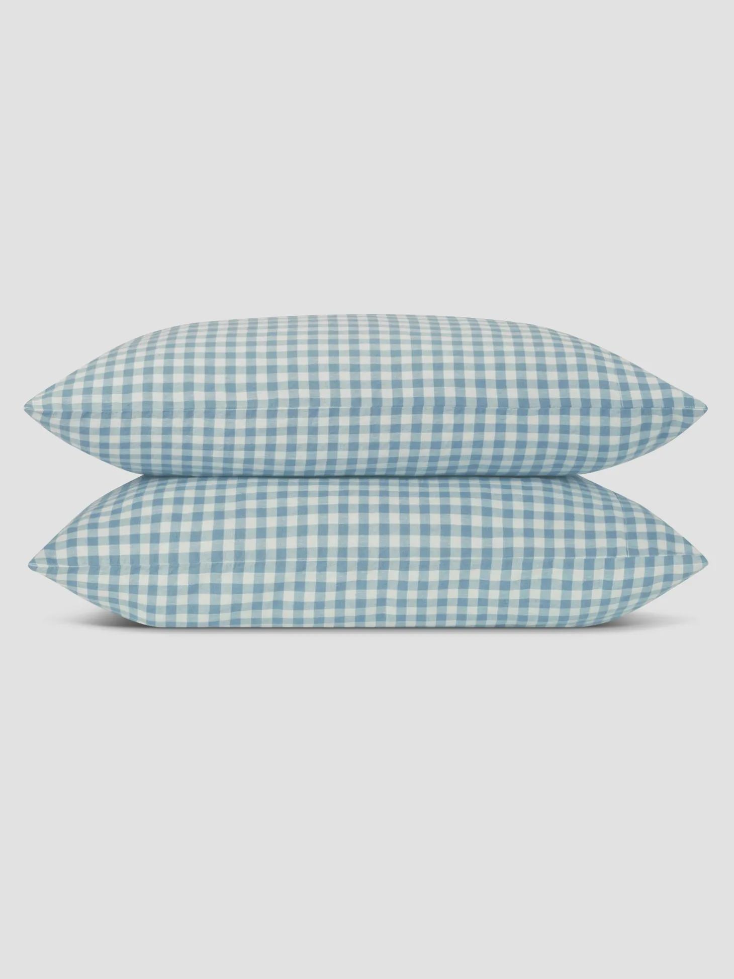 Warm Blue Gingham 100% Linen Pillowcases (Pair)
