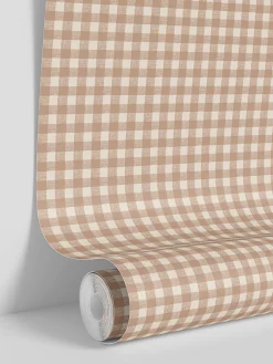 Warm Clay Gingham Wallpaper