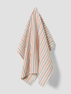 Warm Clay Somerley Stripe Linen Blend Tea Towel