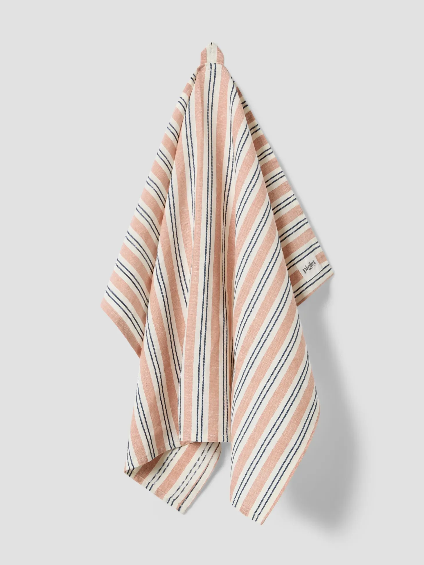 Warm Clay Somerley Stripe Linen Blend Tea Towel