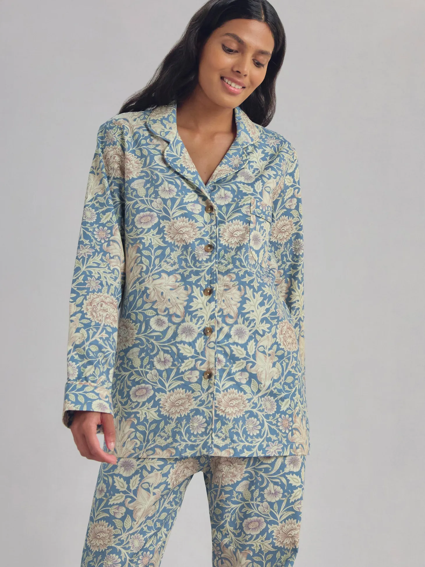 Webbs Blue Double Bough Cotton Pajama Set