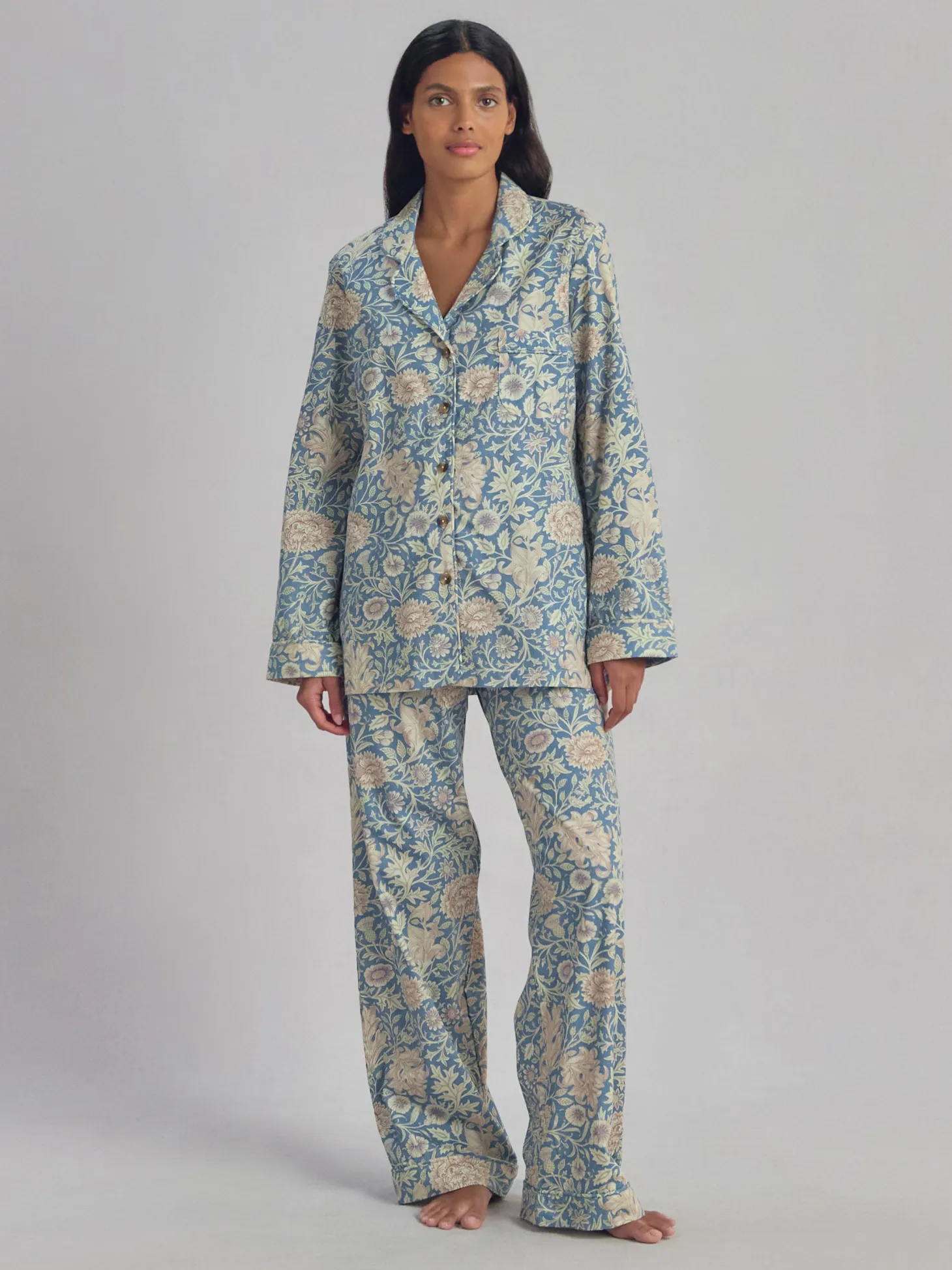 Webbs Blue Double Bough Cotton Pajama Set