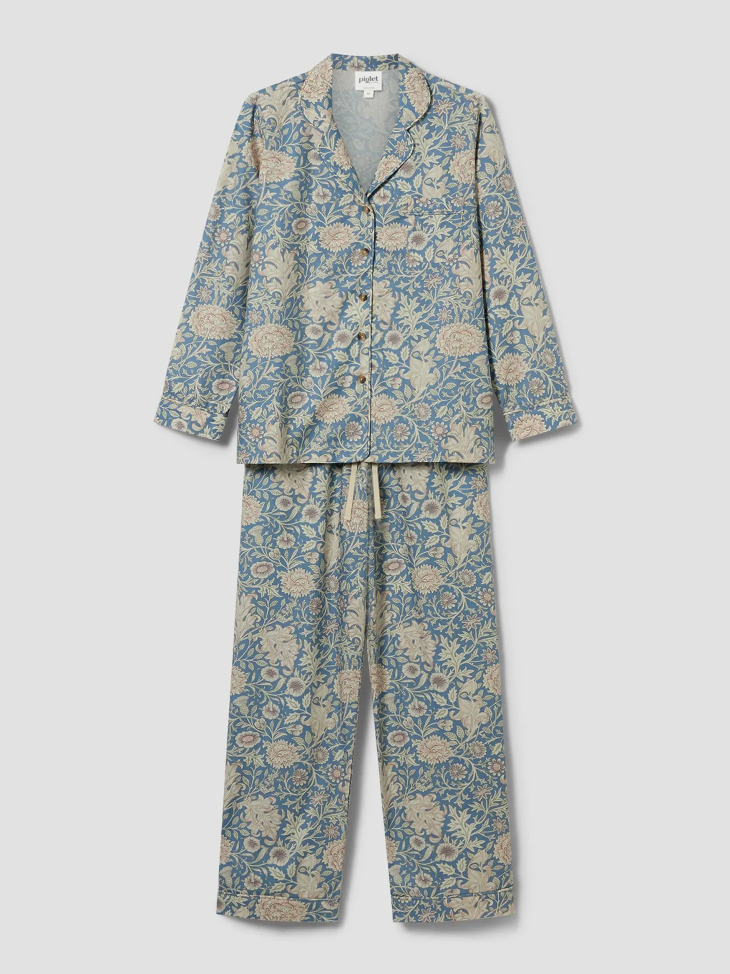 Webbs Blue Double Bough Cotton Pajama Set