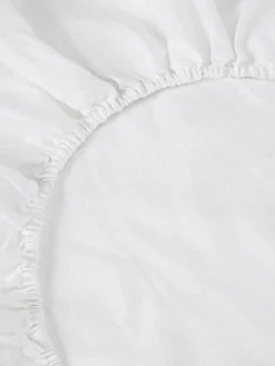 White Linen Blend Fitted Sheet