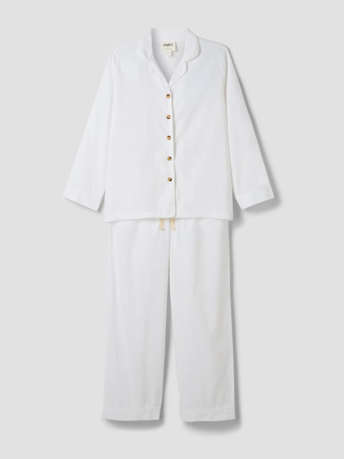 White Linen Blend Pajama Set