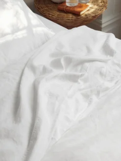 White 100% Linen Flat Sheet